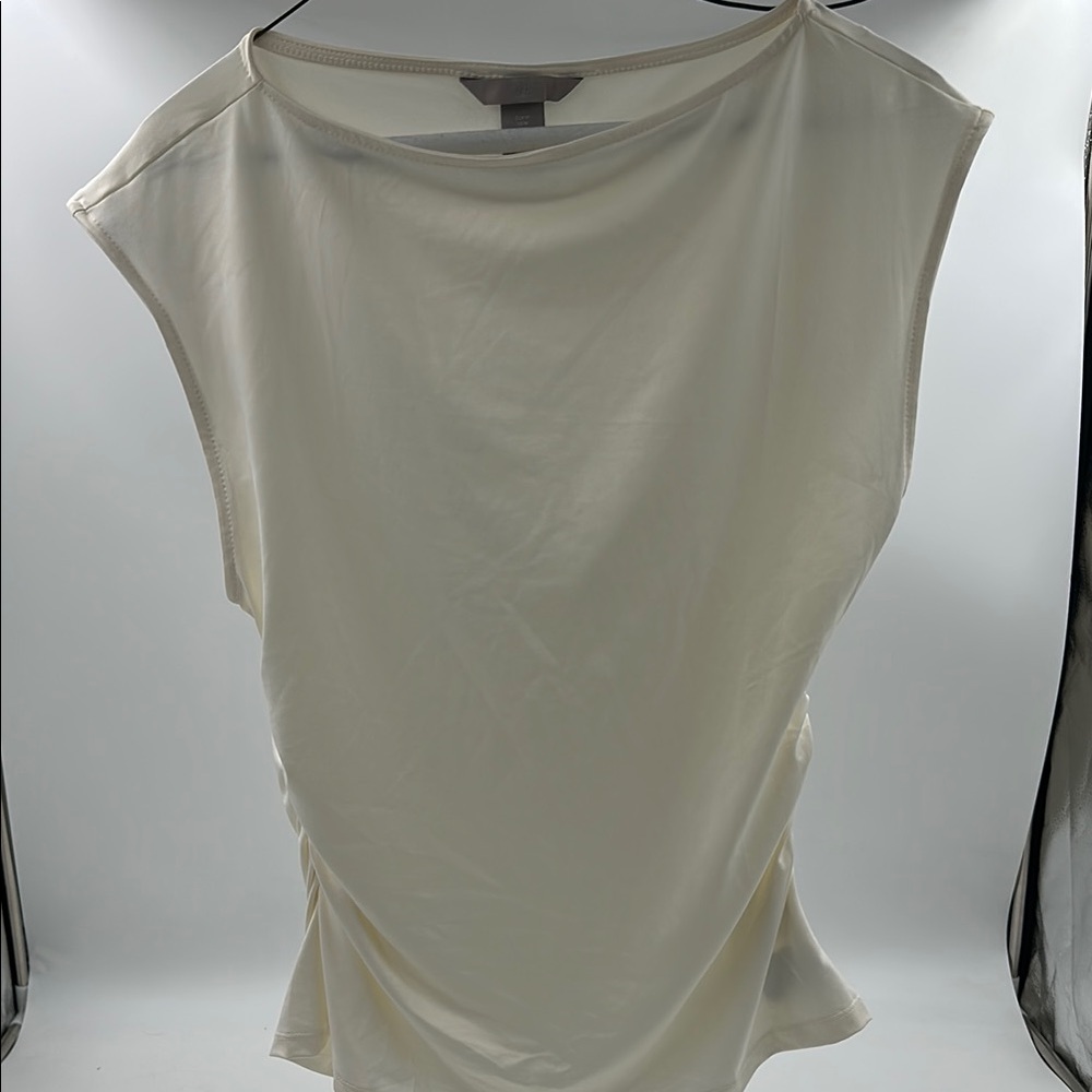 H&M Cream Asymmetrical Ruched Sleeveless Blouse